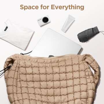 Puffer Tote Bag for Women Large Quilted Tote Bag Quilted Carryall Bag Soft Puffy Crossbody Bag Hobo Handbags Puff Purse