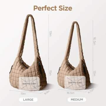 Puffer Tote Bag for Women Large Quilted Tote Bag Quilted Carryall Bag Soft Puffy Crossbody Bag Hobo Handbags Puff Purse