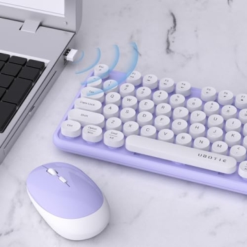 UBOTIE Colorful Wireless Keyboard and Mouse Combo