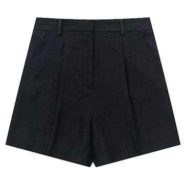 KEOMUD Women's Suit Vest Casual V-Neck Business Dress Suit Waistcoat with Shorts 2 Piece Outfits Black X-Small