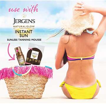 Jergens Natural Glow Instant Sun Body Mousse, Deep Bronze Tan, 6 Ounce Sunless Self-Tanner with Natu...