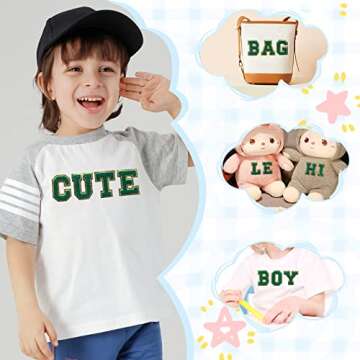 Jongdari Iron on Letters for Clothing, 8 Pcs Chenille Letter Patches Varsity Letter Patches Iron on, Glitter Letter A with Ironed Adhesive, Alphabet Sewing Appliques (Green A)