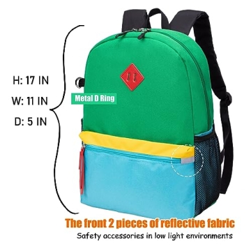 HawLander Kids Lightweight Backpack 17" Green for School