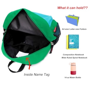 HawLander Kids Lightweight Backpack 17" Green for School