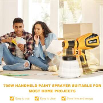 VONFORN Paint Sprayer, 700W HVLP Spray Gun with Cleaning & Blowing Joints, 4 Nozzles and 3 Patterns, Easy to Clean, for Furniture, Cabinets, Fence, Walls, Door, Garden Chairs etc. VF803