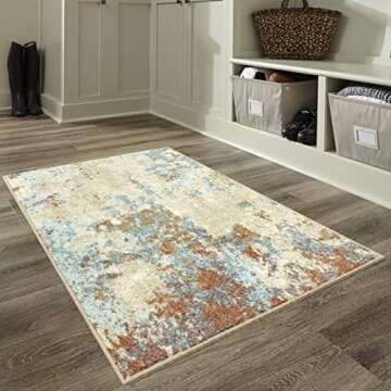 Maples Rugs Southwestern Stone Distressed Abstract Kitchen Rugs Non Skid Washable Accent Area Floor ...