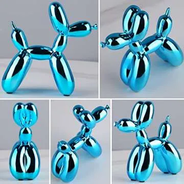 XIAOMAGG Balloon Dog Statue Modern Home Decor Collectible Figurines Art Funky Statues for Coffee Table Decorations Trendy Color Schemes Room Aesthetic Sculpture Dog (3.9 * 3.9 * 1.5inch, Sky Blue)
