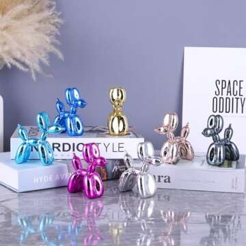 XIAOMAGG Balloon Dog Statue Modern Home Decor Collectible Figurines Art Funky Statues for Coffee Table Decorations Trendy Color Schemes Room Aesthetic Sculpture Dog (3.9 * 3.9 * 1.5inch, Sky Blue)