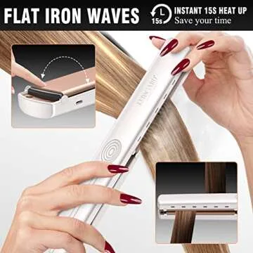 Keragard Titanium Digital Hair Straightener 1.25 inch Flat Iron,Professional Negative Ion Flat Iron with 22 Adjustable Temp,2-in-1 Hair Straightener Flat Iron for All Hair Types