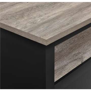 Ameriwood Home Carver Coffee Table with Open Storage, Matte Black Paint and Distressed Wood Grain Accents