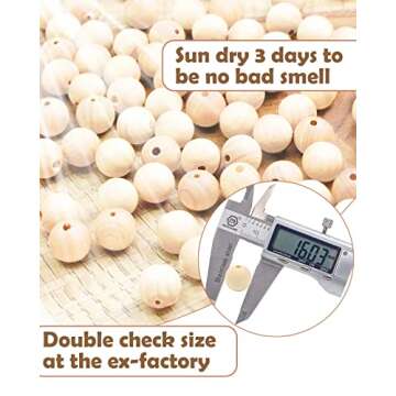 Panba Wood Bead Garland Farmhouse Beads with Tassel Boho Wall Decor Prayer Beads Handmade Rustic Home Tier Tray Dining Table Decor Easter Decoration Christmas Ornament