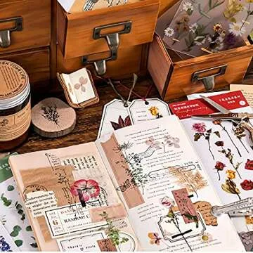 Morld 4 Pack Vintage Rub On Flowers Stickers - 100 Pcs Plant Deco Sticker for Journaling, Bullet Dairy, Scrapbooking, Planners, Nature Journal, Calendar, Rero Paper Crafting Projects …