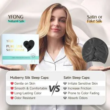 YFONG 100% Mulberry Silk Bonnet for Sleeping Women