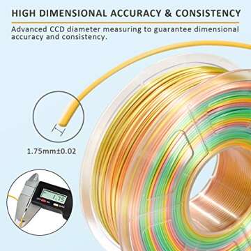 3D Printer Filament Rainbow Silk PLA, SUNLU Multicolor PLA Filament 1.75mm Dimensional Accuracy +/- ...
