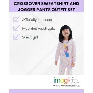 Ms. Rachel Toddler Girls Fleece Crossover Sweatshirt and Jogger Pants Outfit Set Baby Pink 3T