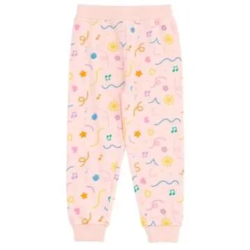 Ms. Rachel Toddler Girls Fleece Crossover Sweatshirt and Jogger Pants Outfit Set Baby Pink 3T