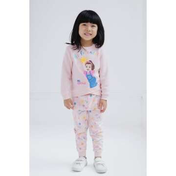 Ms. Rachel Toddler Girls Fleece Crossover Sweatshirt and Jogger Pants Outfit Set Baby Pink 3T