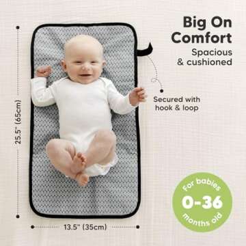 Portable Diaper Changing Pad - Waterproof Foldable Baby Changing Mat - Travel Diaper Change Mat - Lightweight Changing Pads for Baby - Baby Changer - Machine Washable (Black Geo)