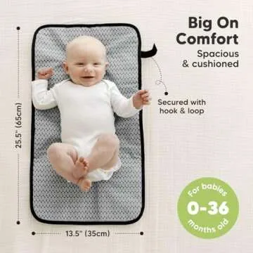 Portable Diaper Changing Pad - Waterproof Foldable Baby Changing Mat - Travel Diaper Change Mat - Lightweight Changing Pads for Baby - Baby Changer - Machine Washable (Black Geo)