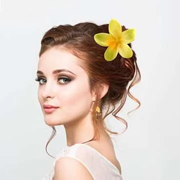 Hawaiian Large Flower Hair Claw Clips ,6 Pack Thin Thick Curly Hair Accessories for Women, 90's Strong Hold jaw clip