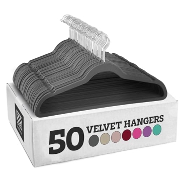 Zober Velvet Hangers 50 Pack - Heavy Duty & Non-Slip