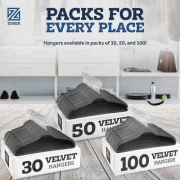 Zober Velvet Hangers 50 Pack - Heavy Duty & Non-Slip