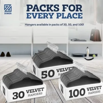 Zober Velvet Hangers 50 Pack - Heavy Duty & Non-Slip