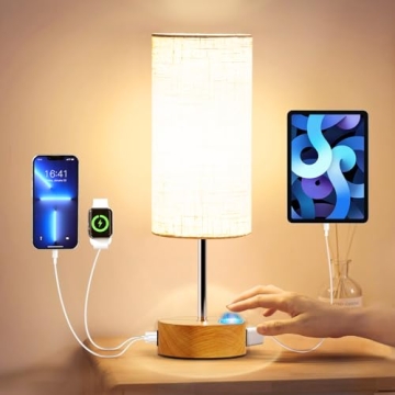 Stylish Bedside Lamp with USB Charging and Dimming