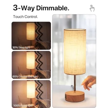 Stylish Bedside Lamp with USB Charging and Dimming