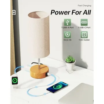 Stylish Bedside Lamp with USB Charging and Dimming
