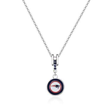 Pro Specialties Group NFL New England Patriots Charm Necklace, Silver, 16"" Chain - 5/8 x 1 3/8 Charm