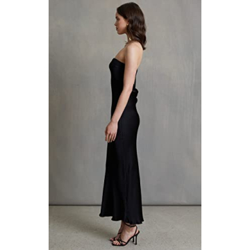 Elegant Summer Satin Strapless Maxi Dress for Women