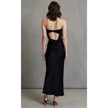 Elegant Summer Satin Strapless Maxi Dress for Women