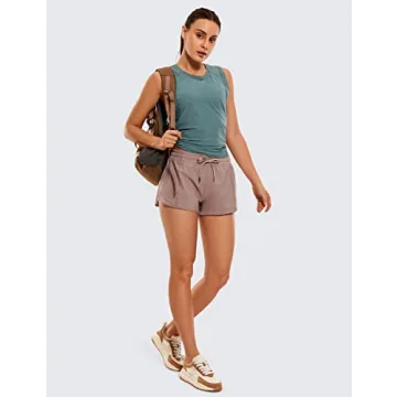 CRZ YOGA Women's Athletic Shorts with Zip Pocket