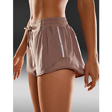 CRZ YOGA Women's Athletic Shorts with Zip Pocket