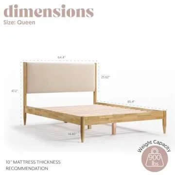 DG Casa Reign Mid-Century Queen Bed - Taupe Upholstered