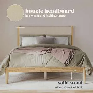 DG Casa Reign Mid-Century Queen Bed - Taupe Upholstered