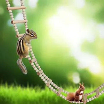 Bird Parakeet Ladder Toys, Bird Wooden Ladder Bridge, Hamster Climbing Swing Toys, Pet Bird Cage Accessories, Wood Climbing Ladders for Hamster Squirrel Sugar Gliders (16 Ladders)(36.6x3.14 Inches)