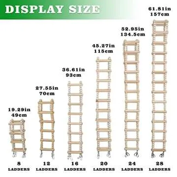 Bird Parakeet Ladder Toys, Bird Wooden Ladder Bridge, Hamster Climbing Swing Toys, Pet Bird Cage Accessories, Wood Climbing Ladders for Hamster Squirrel Sugar Gliders (16 Ladders)(36.6x3.14 Inches)
