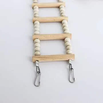 Bird Parakeet Ladder Toys, Bird Wooden Ladder Bridge, Hamster Climbing Swing Toys, Pet Bird Cage Accessories, Wood Climbing Ladders for Hamster Squirrel Sugar Gliders (16 Ladders)(36.6x3.14 Inches)