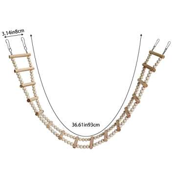 Bird Parakeet Ladder Toys, Bird Wooden Ladder Bridge, Hamster Climbing Swing Toys, Pet Bird Cage Accessories, Wood Climbing Ladders for Hamster Squirrel Sugar Gliders (16 Ladders)(36.6x3.14 Inches)