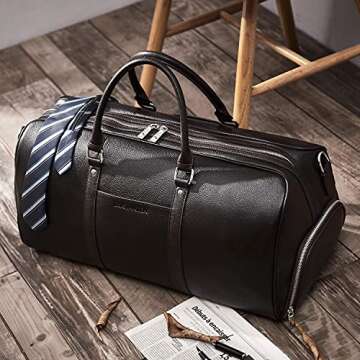 BOSTANTEN Genuine Leather Travel Weekender Overnight Duffel Bag Gym Sports Luggage Bags For Men
