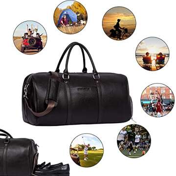 BOSTANTEN Genuine Leather Travel Weekender Overnight Duffel Bag Gym Sports Luggage Bags For Men
