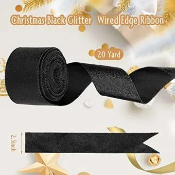 Syhood Sparkly 20 Yard Glitter Ribbon Wired for Crafts