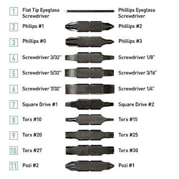 LEATHERMAN 42 Piece Bit Kit Set - 21 Double-Ended Screwdriver Bits + Leatherman Bit Driver Extender, Black - Add-on Accessory for Multitools