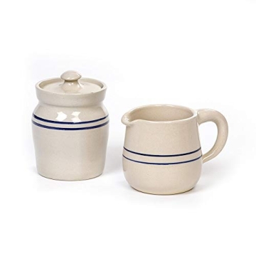 Heritage Blue Stripe Stoneware Sugar Creamer Set