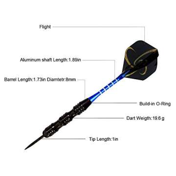 WINSDART ADKX Steel Tip Darts 12 Pack Set with Nonslip Iron Barrel Aluminum Dart Shafts and Flights ...