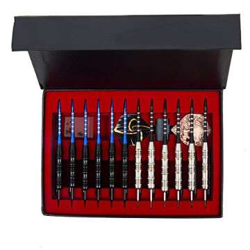 WINSDART ADKX Steel Tip Darts 12 Pack Set with Nonslip Iron Barrel Aluminum Dart Shafts and Flights + Darts Sharpener + an Gift Box (Darts-A)