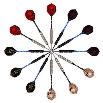 WINSDART ADKX Steel Tip Darts 12 Pack Set with Nonslip Iron Barrel Aluminum Dart Shafts and Flights + Darts Sharpener + an Gift Box (Darts-A)
