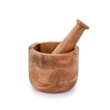 Samhita Handmade Acacia Wood Mortar and Pestle - Ultimate Spice Grinding Tool for Kitchen